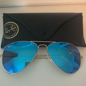 Blue & Gold Polarized Aviator Ray-Ban Sunglasses